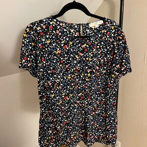 LOFT Multicolor Heart Print Blouse - size 14